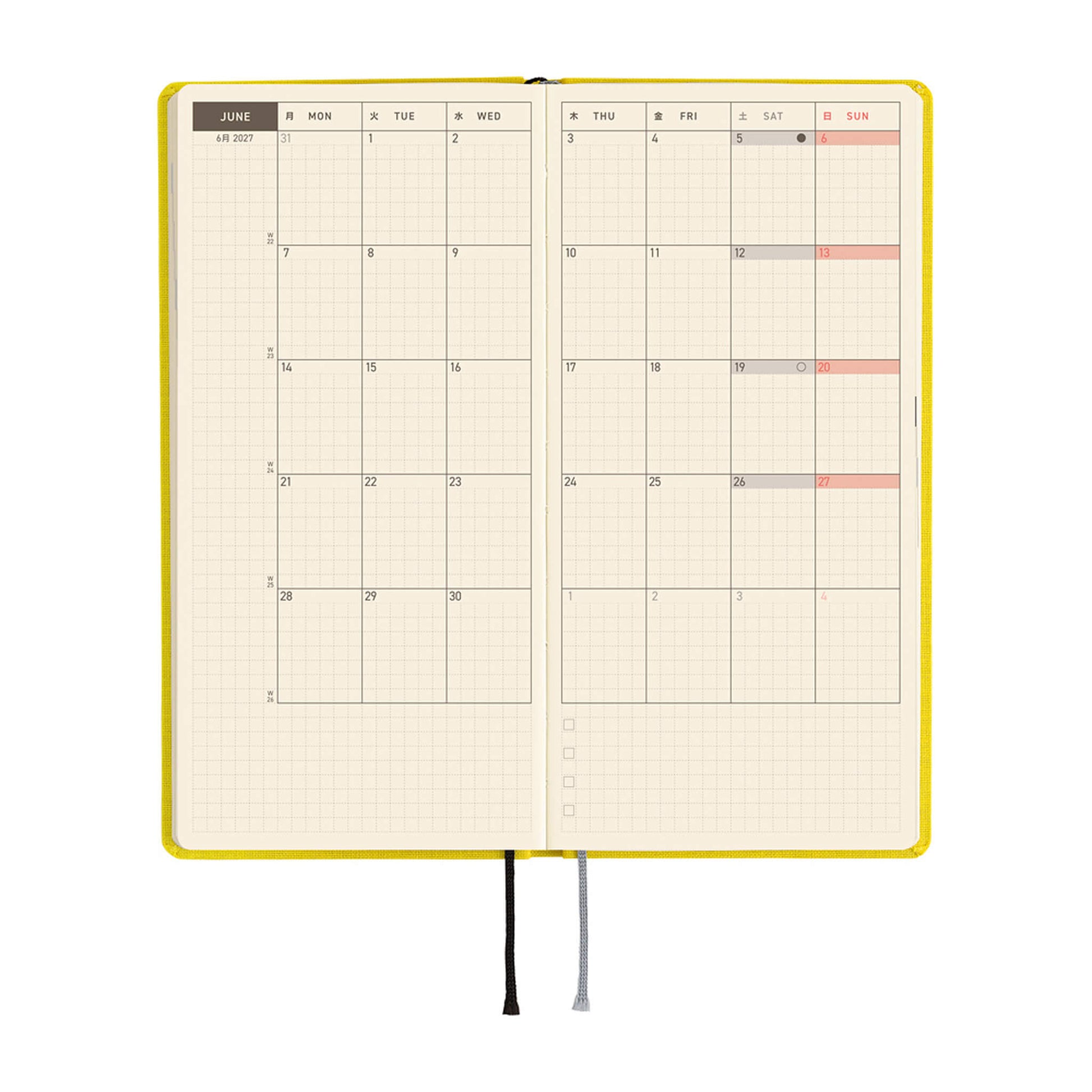 Hobonichi Techo Weeks 2027 - Colors: Canaria Yellow - 2027 Planners & Diaries