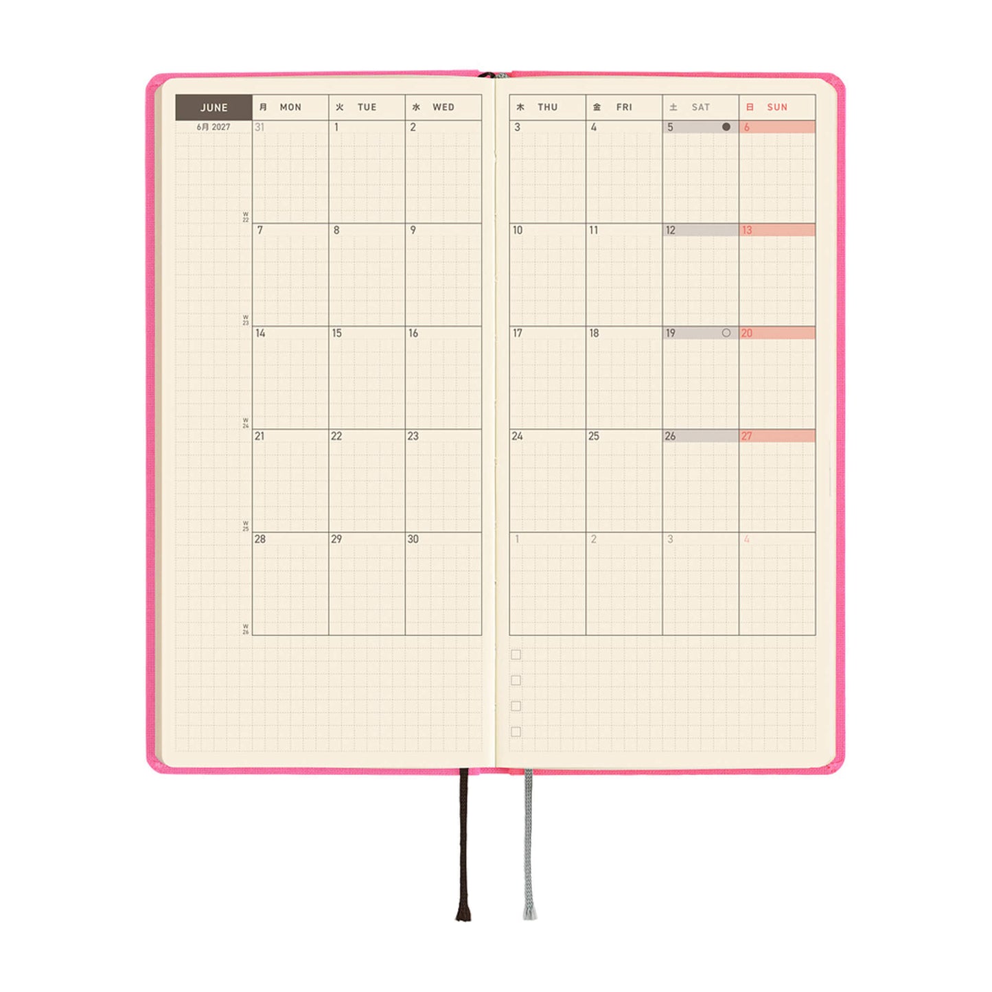 Hobonichi Techo Weeks 2027 - Colors: Pink Sapphire - 2027 Planners & Diaries
