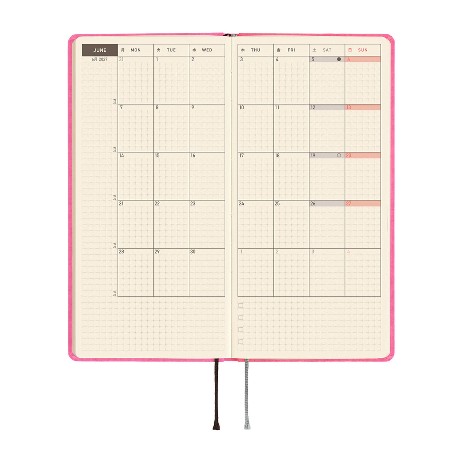 Hobonichi Techo Weeks 2027 - Colors: Pink Sapphire - 2027 Planners & Diaries