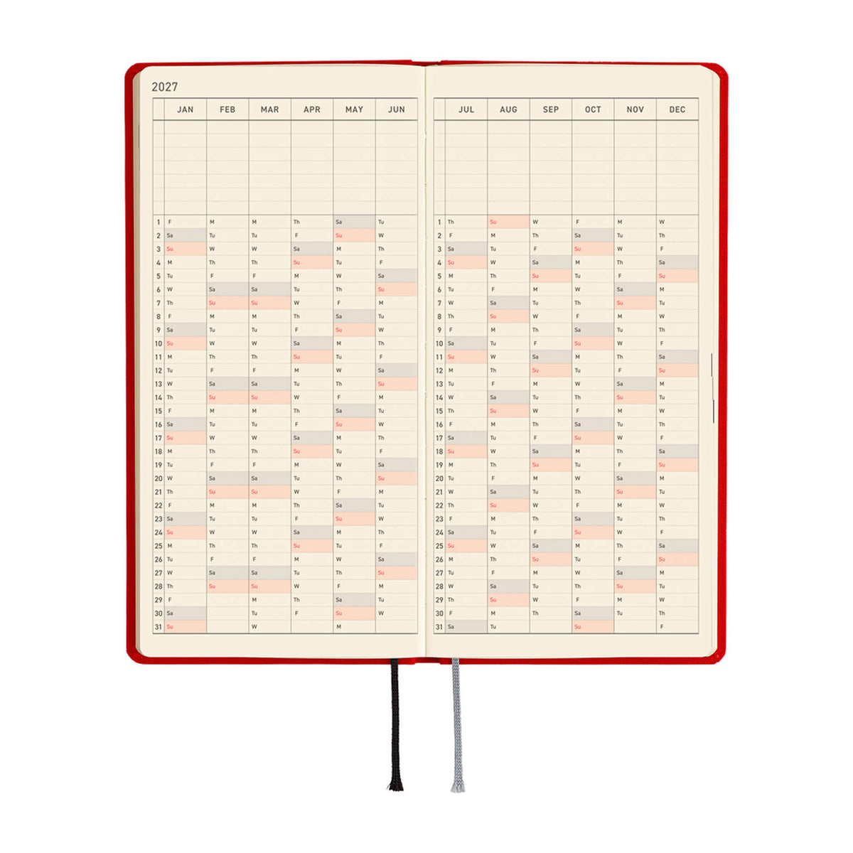 Hobonichi Techo Weeks 2027 - Colors: Poppy Red - 2027 Planners & Diaries