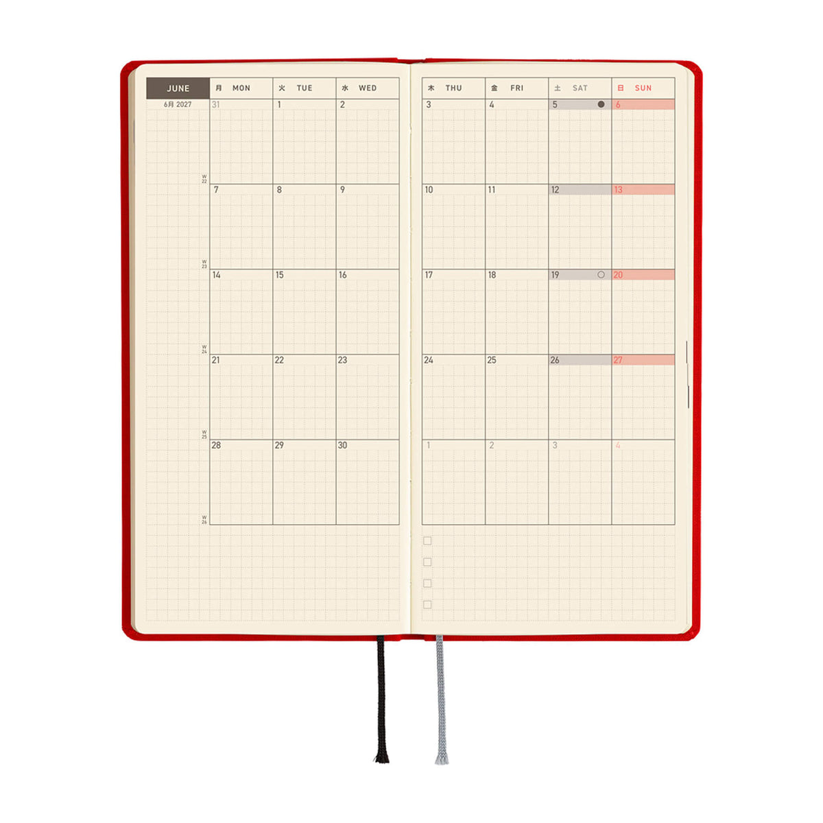 Hobonichi Techo Weeks 2027 - Colors: Poppy Red - 2027 Planners & Diaries