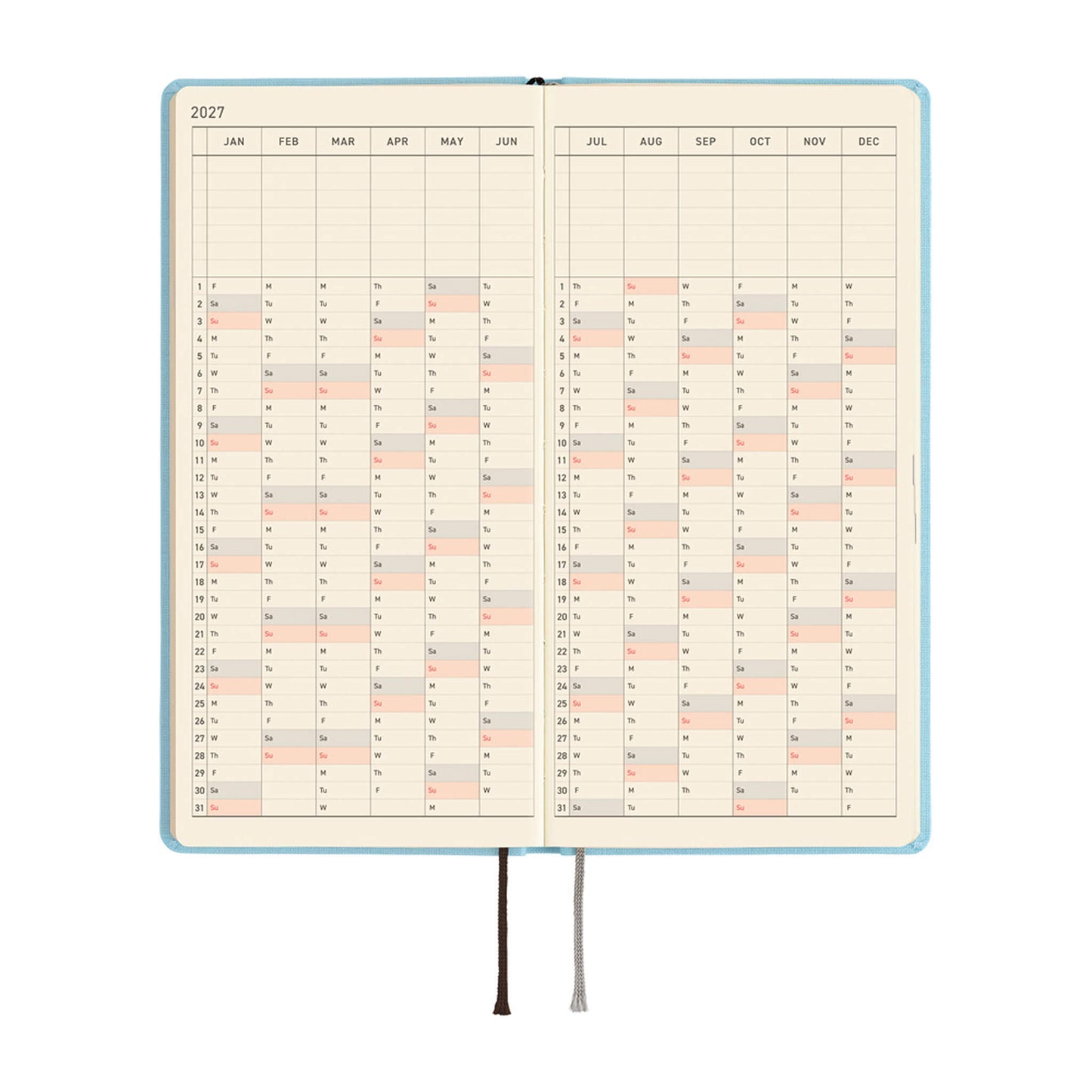 Hobonichi Techo Weeks 2027 - Colors: Sea Glass - 2027 Planners & Diaries