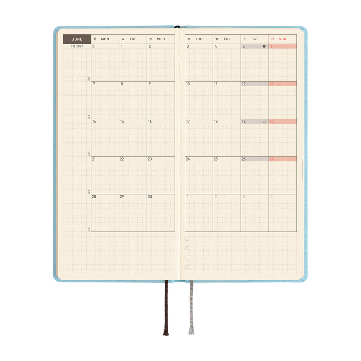 Hobonichi Techo Weeks 2027 - Colors: Sea Glass - 2027 Planners & Diaries