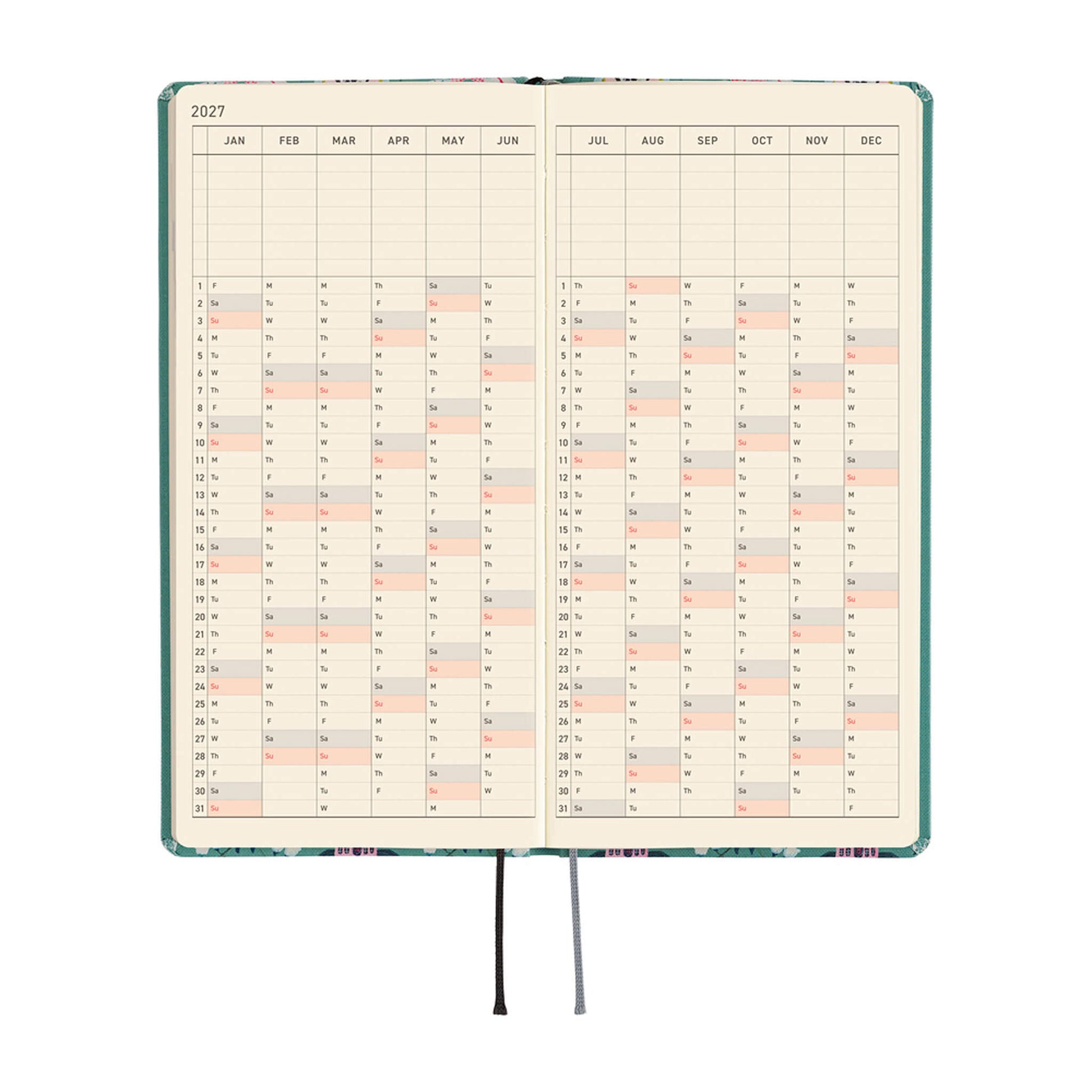 Hobonichi Techo Weeks 2027 - Yumi Kitagishi: White Cat Wallpaper - 2027 Planners & Diaries