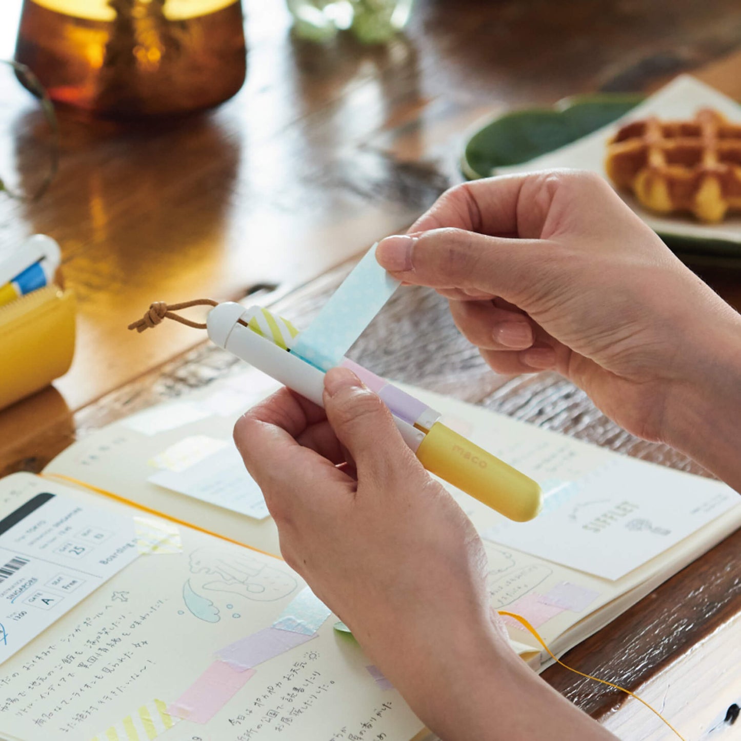 Kanmido Maco Portable Washi Tape Holder - Pastel Yellow - Washi Tape Holders