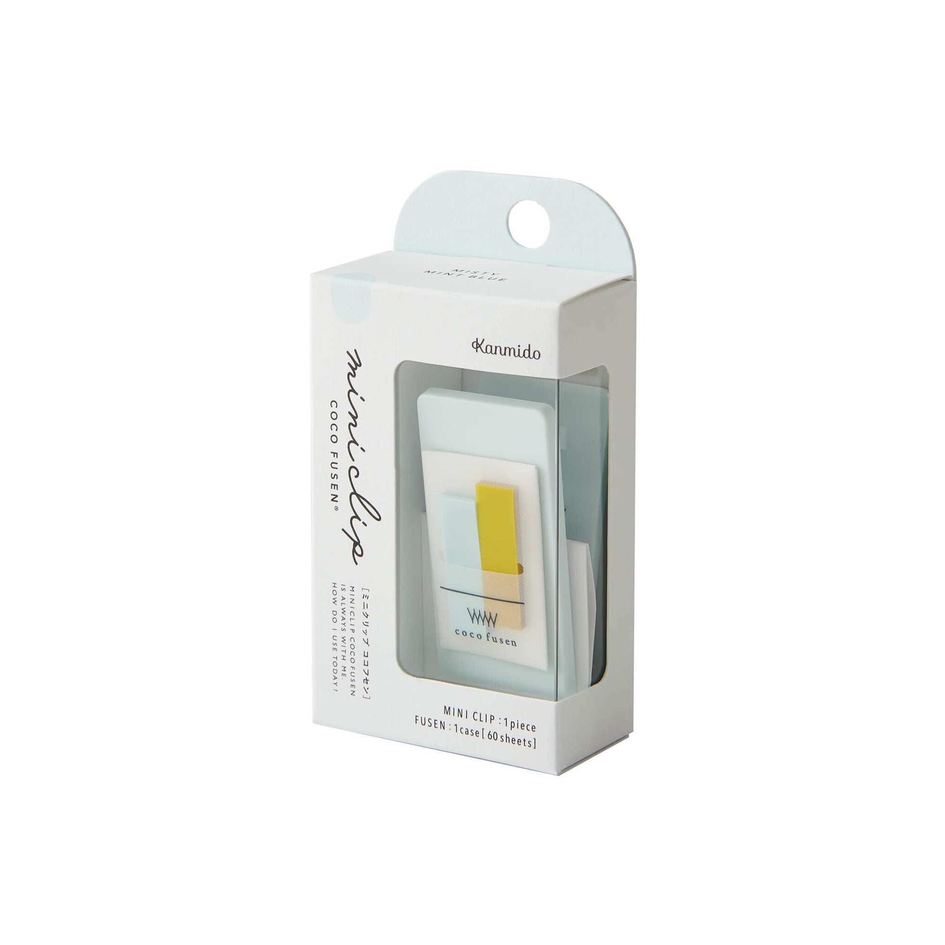 Kanmido Mini Clip Coco Fusen Sticky Notes - Misty Mint Blue - Clip-on Sticky Notes