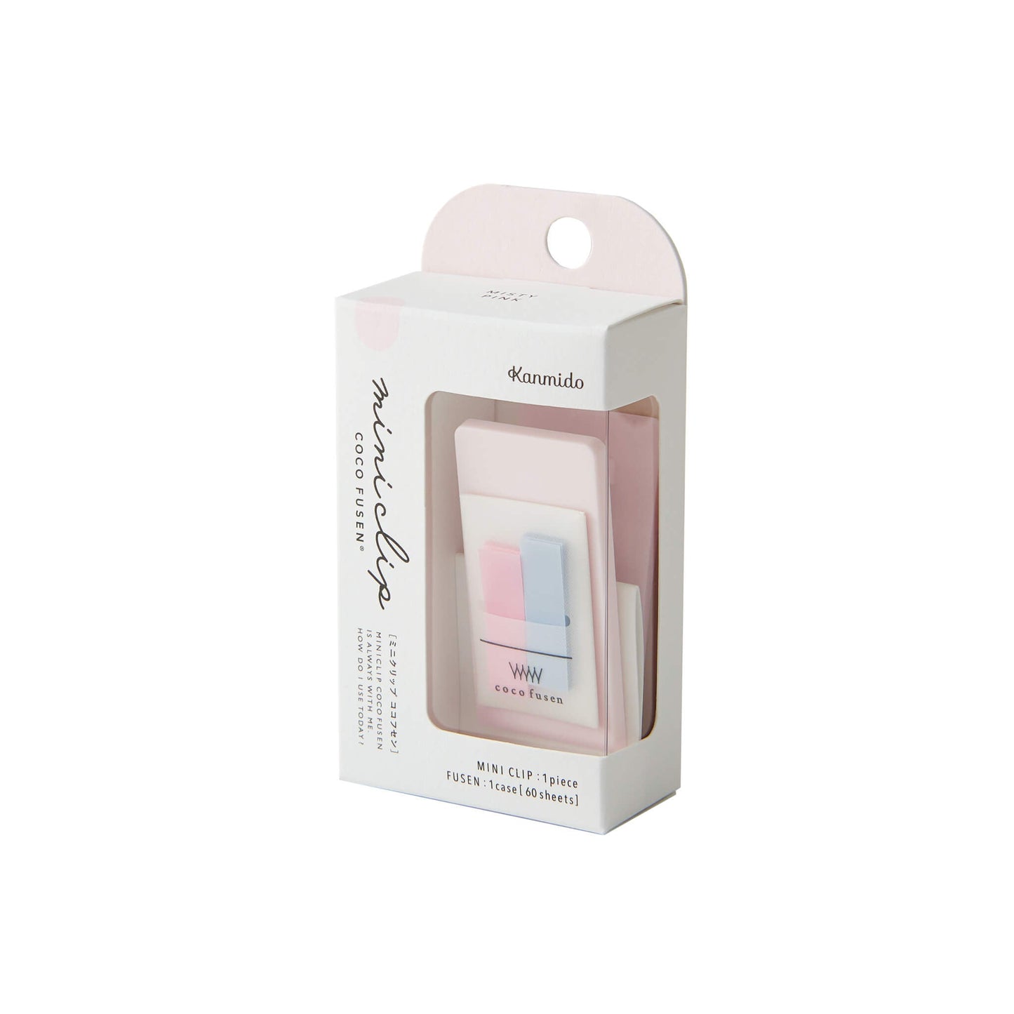Kanmido Mini Clip Coco Fusen Sticky Notes - Misty Pink - Clip-on Sticky Notes