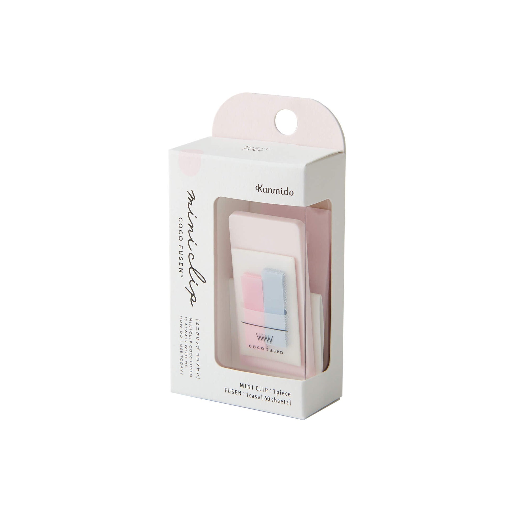 Kanmido Mini Clip Coco Fusen Sticky Notes - Misty Pink - Clip-on Sticky Notes