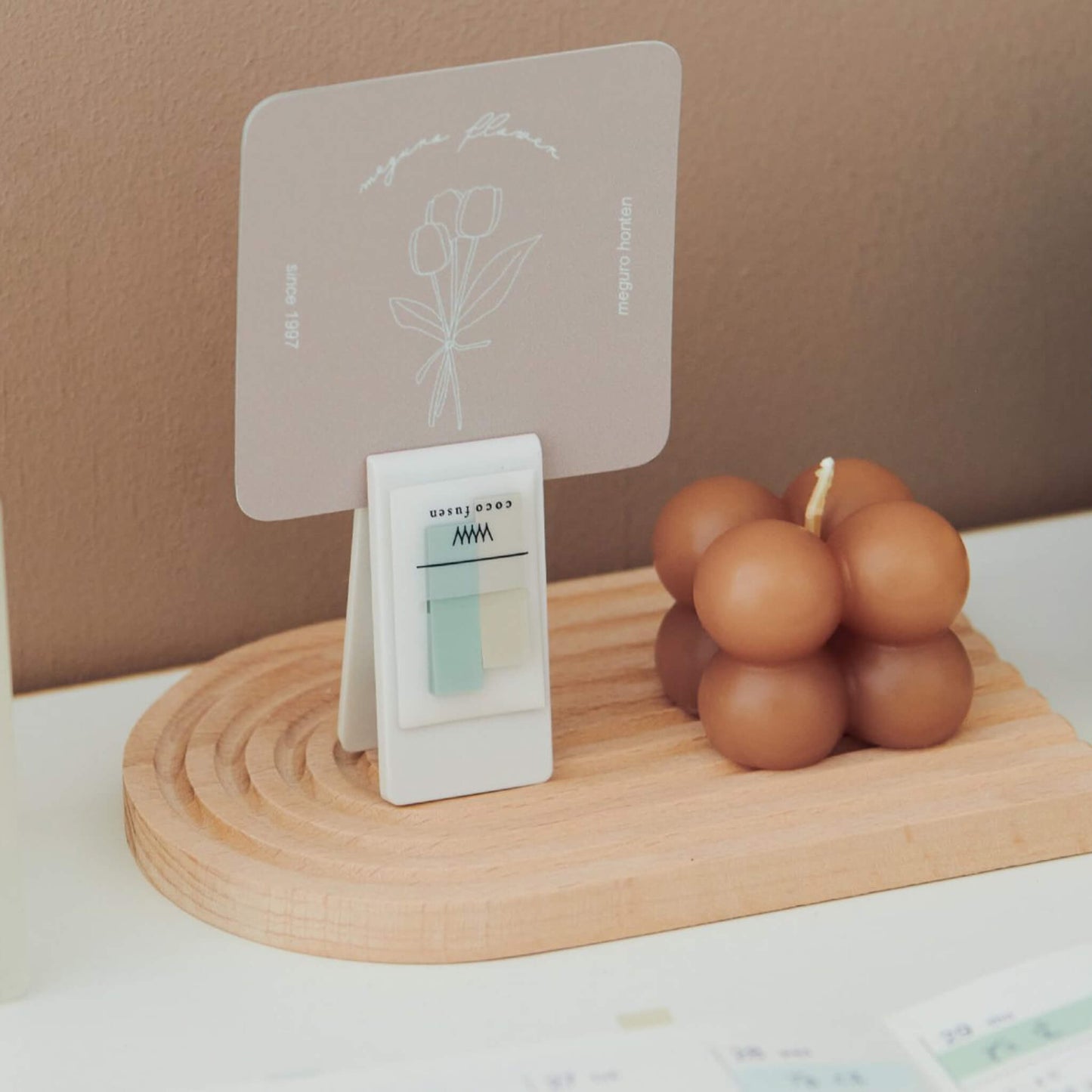 Kanmido Mini Clip Coco Fusen Sticky Notes - Misty White Gray - Clip-on Sticky Notes