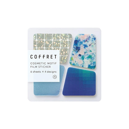 King Jim HITOTOKI COFFRET Cosmetic Motif Film Sticker - Block / Lagoon Blue - Flake Stickers