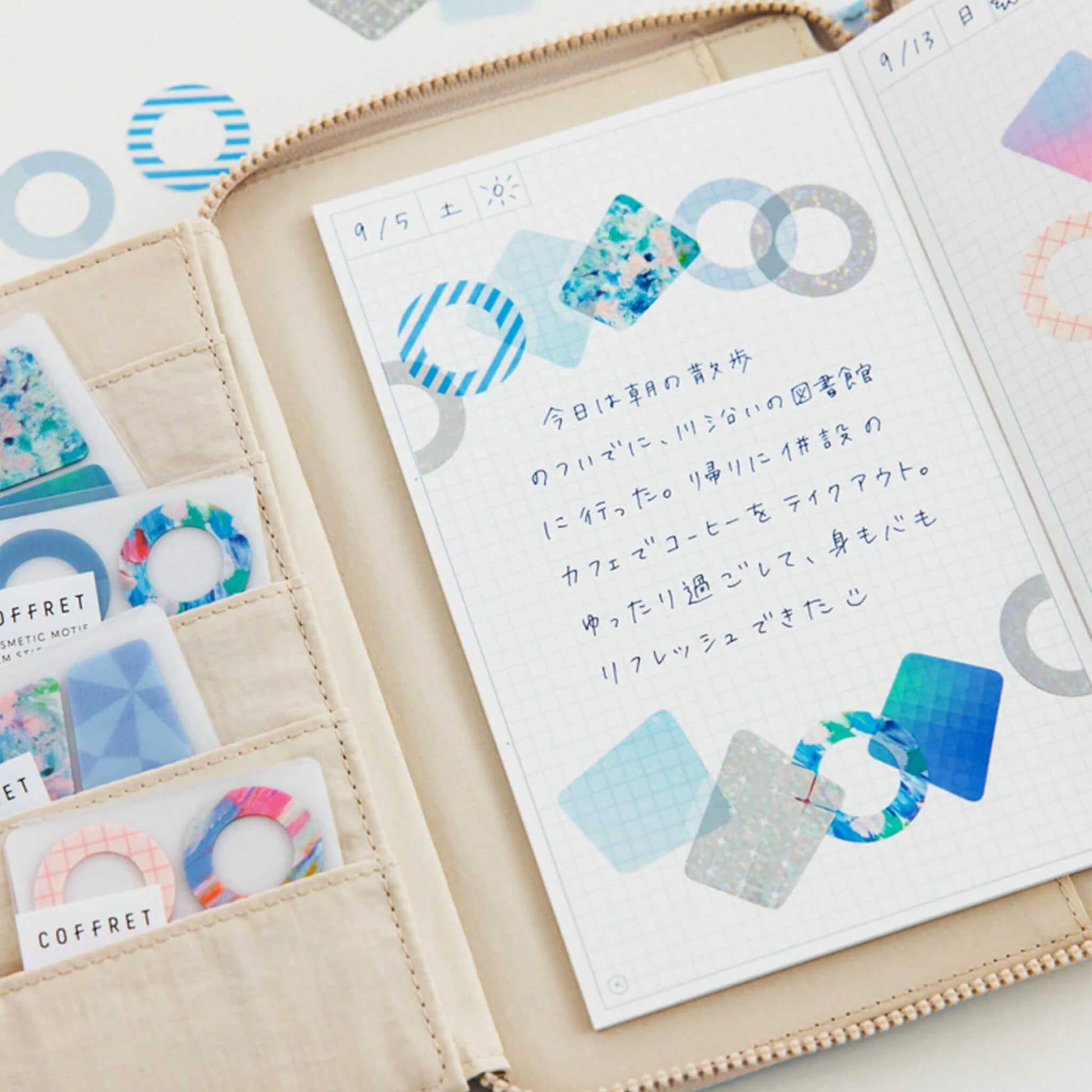 King Jim HITOTOKI COFFRET Cosmetic Motif Film Sticker - Ring / Lagoon Blue - Flake Stickers