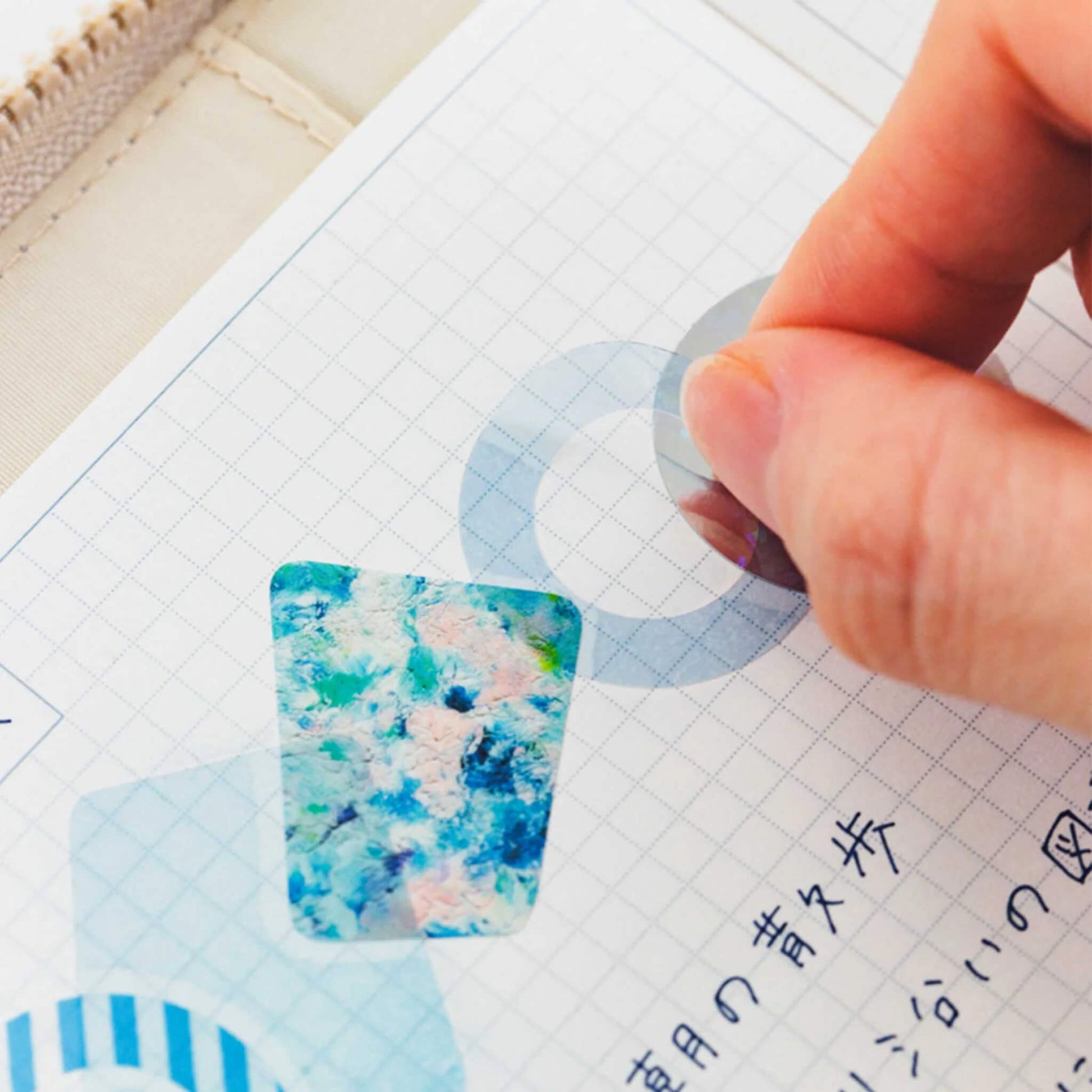 King Jim HITOTOKI COFFRET Cosmetic Motif Film Sticker - Ring / Lagoon Blue - Flake Stickers