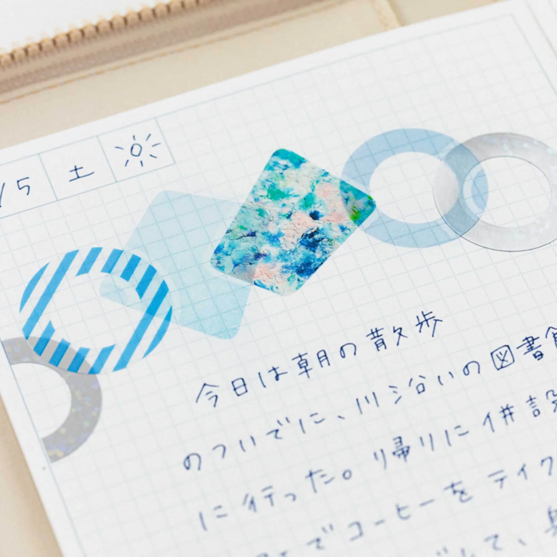 King Jim HITOTOKI COFFRET Cosmetic Motif Film Sticker - Ring / Lagoon Blue - Flake Stickers