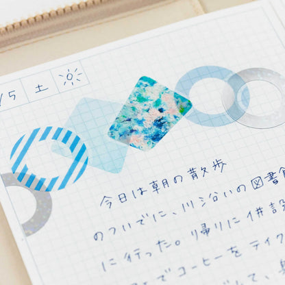King Jim HITOTOKI COFFRET Cosmetic Motif Film Sticker - Ring / Lagoon Blue - Flake Stickers