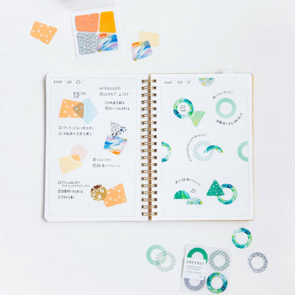 King Jim HITOTOKI COFFRET Cosmetic Motif Film Sticker - Ring / Peacock Green - Flake Stickers