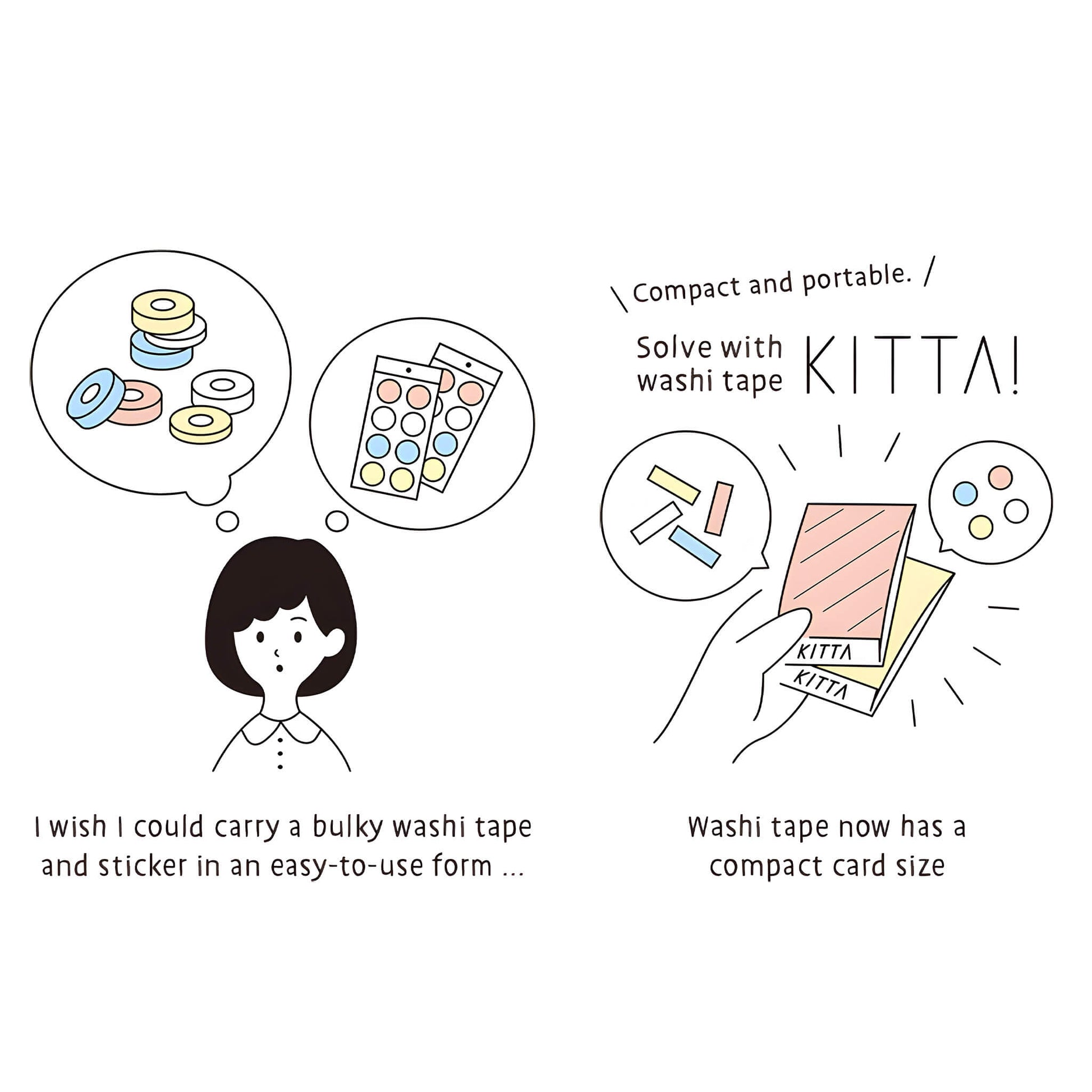 King Jim HITOTOKI KITTA Basic Washi Tape Reprinted - Animal - Kitta
