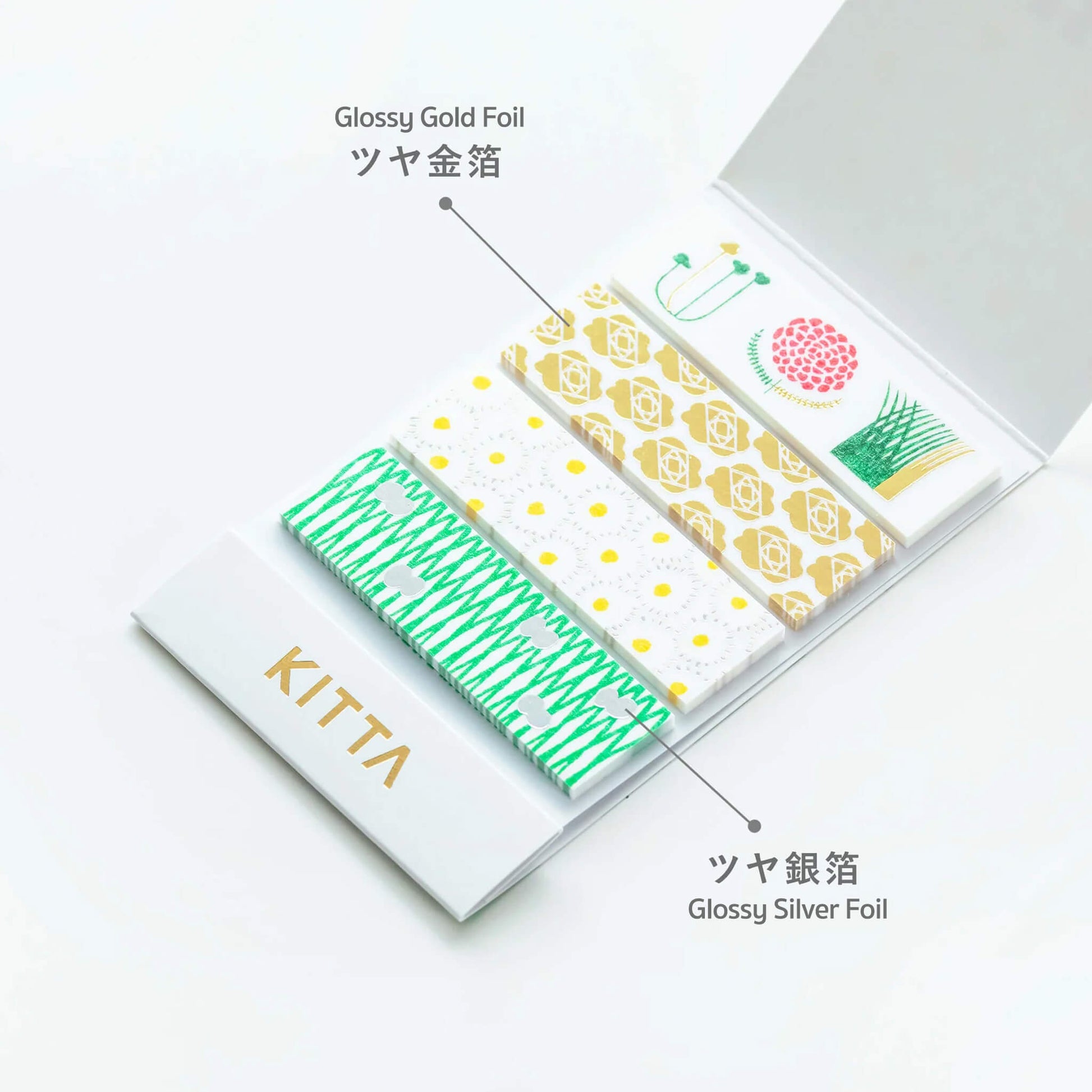 King Jim HITOTOKI KITTA Basic Washi Tape Reprinted - Flower (Foil) - Kitta