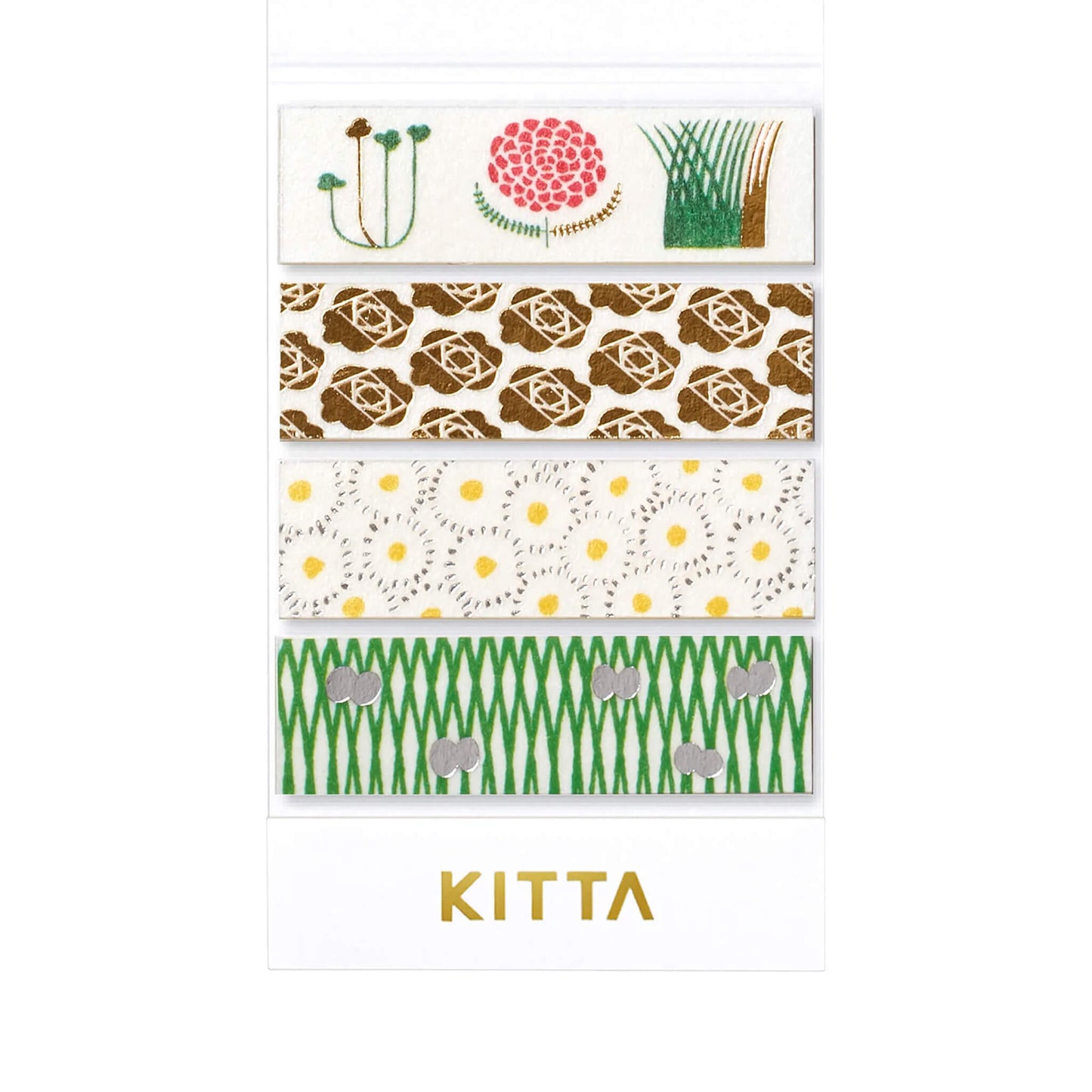 King Jim HITOTOKI KITTA Basic Washi Tape Reprinted - Flower (Foil) - Kitta