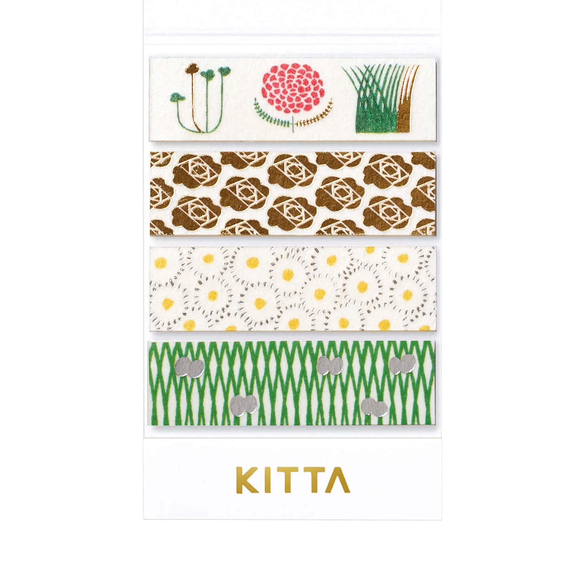 King Jim HITOTOKI KITTA Basic Washi Tape Reprinted - Flower (Foil) - Kitta