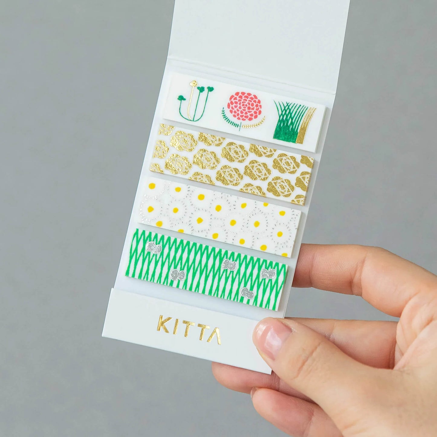 King Jim HITOTOKI KITTA Basic Washi Tape Reprinted - Flower (Foil) - Kitta