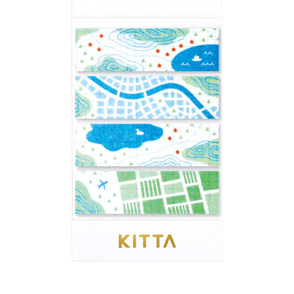 King Jim HITOTOKI KITTA Washi Tape - Map (UV Silk) - Kitta