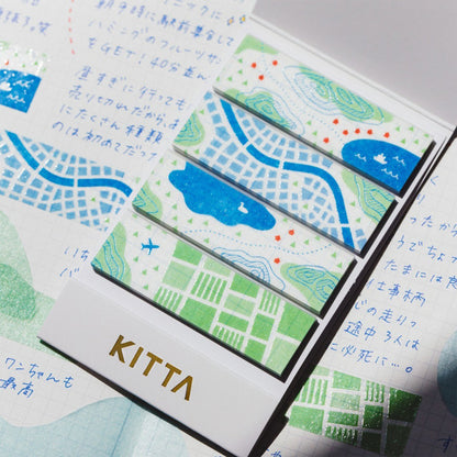 King Jim HITOTOKI KITTA Washi Tape - Map (UV Silk) - Kitta