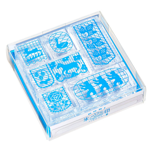King Jim HITOTOKI Kori Jirushi Ice Cube Stamp Set - Flag - Clear Stamps
