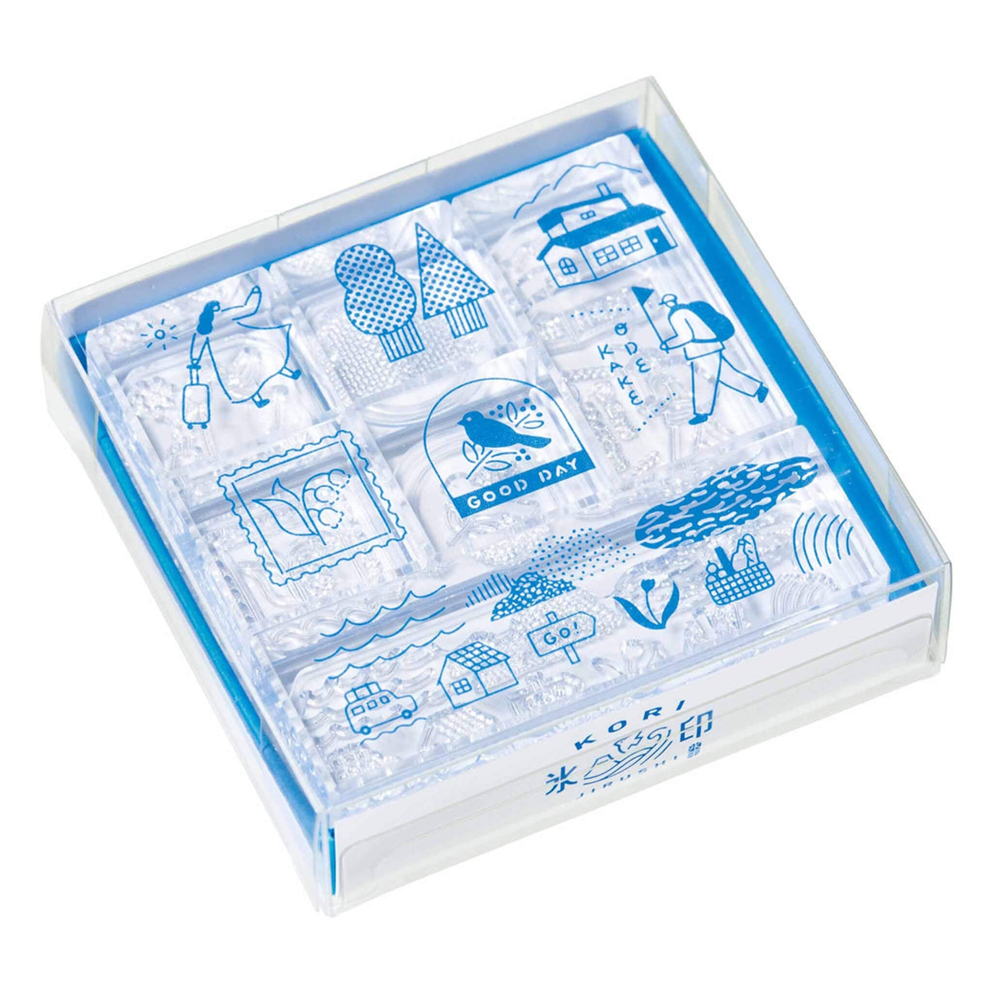 King Jim HITOTOKI Kori Jirushi Ice Cube Stamp Set - Odekake - Clear Stamps