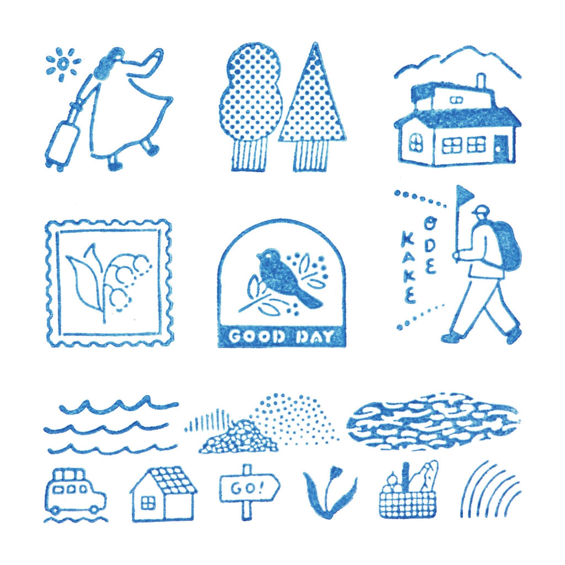 King Jim HITOTOKI Kori Jirushi Ice Cube Stamp Set - Odekake - Clear Stamps