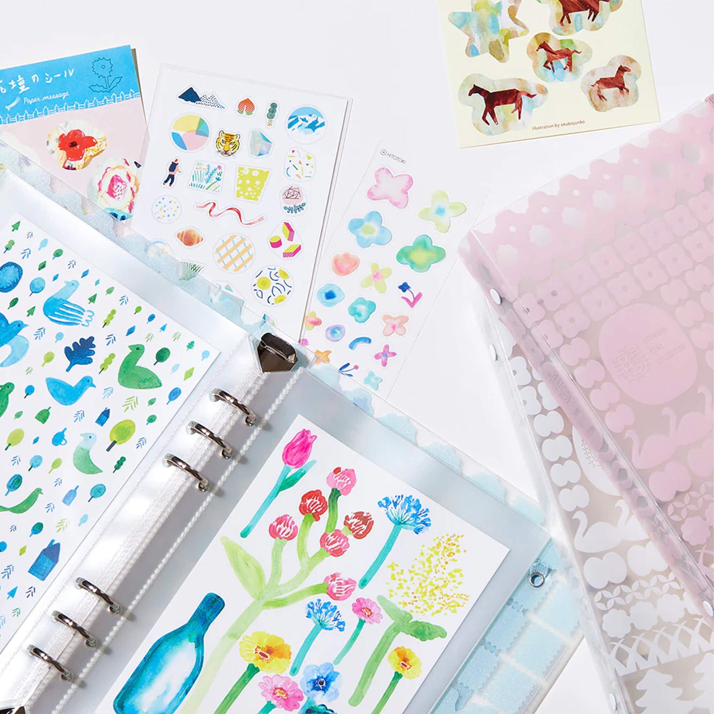 King Jim HITOTOKI Otona Sticker Binder - Pink - Sticker Files