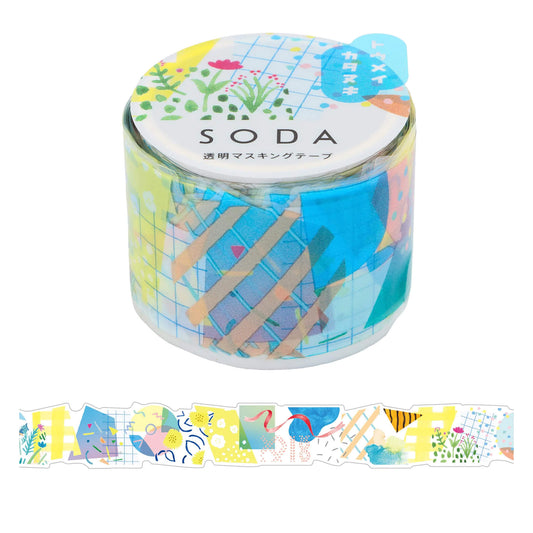 King Jim HITOTOKI SODA Die Cut Clear Tape - Collage [30mm] - PET Film Tapes