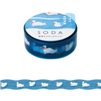 King Jim HITOTOKI SODA Die Cut Clear Tape - Duck Pond [15mm] - PET Film Tapes