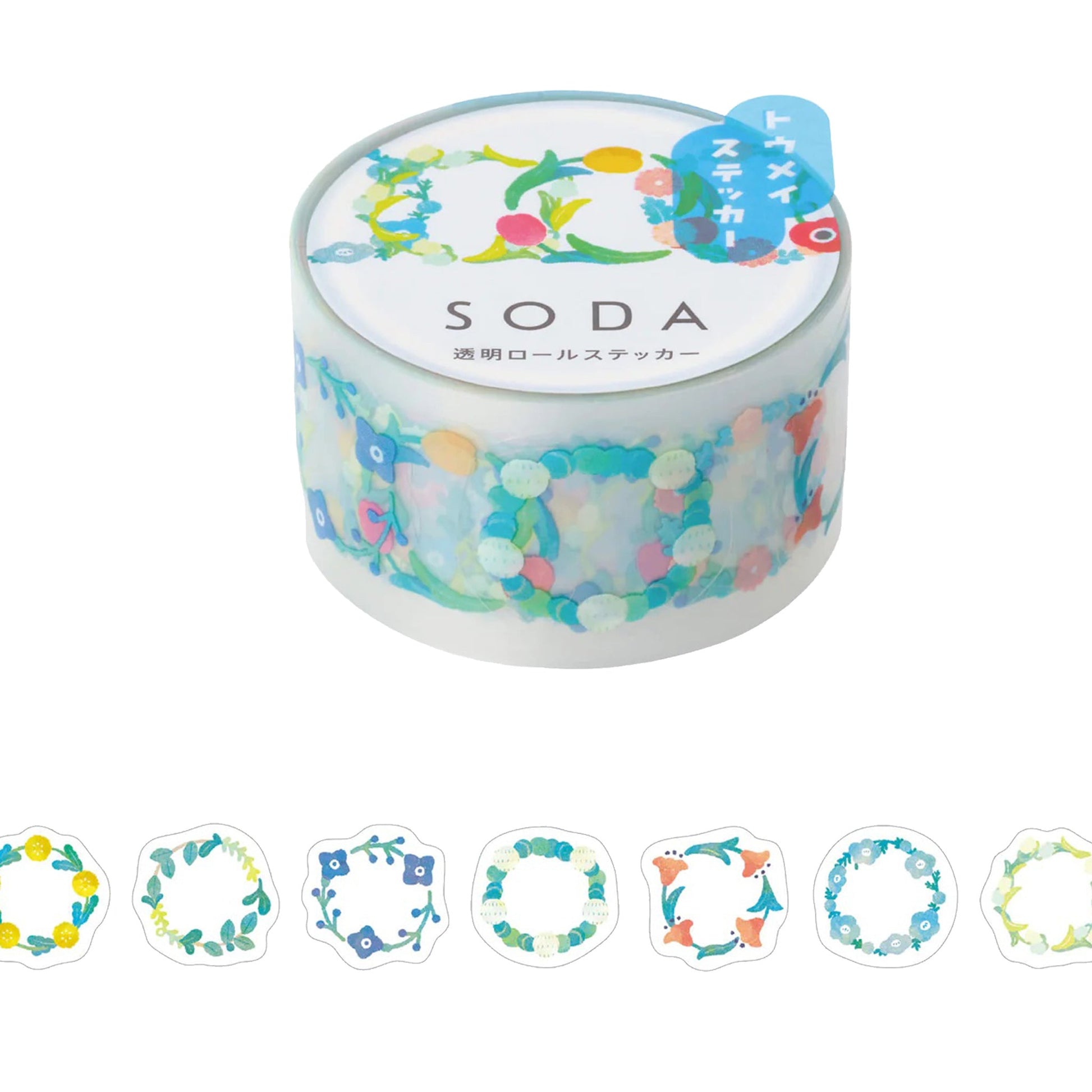 King Jim HITOTOKI SODA Roll Sticker - Flower Wreath [20mm] - Roll Stickers