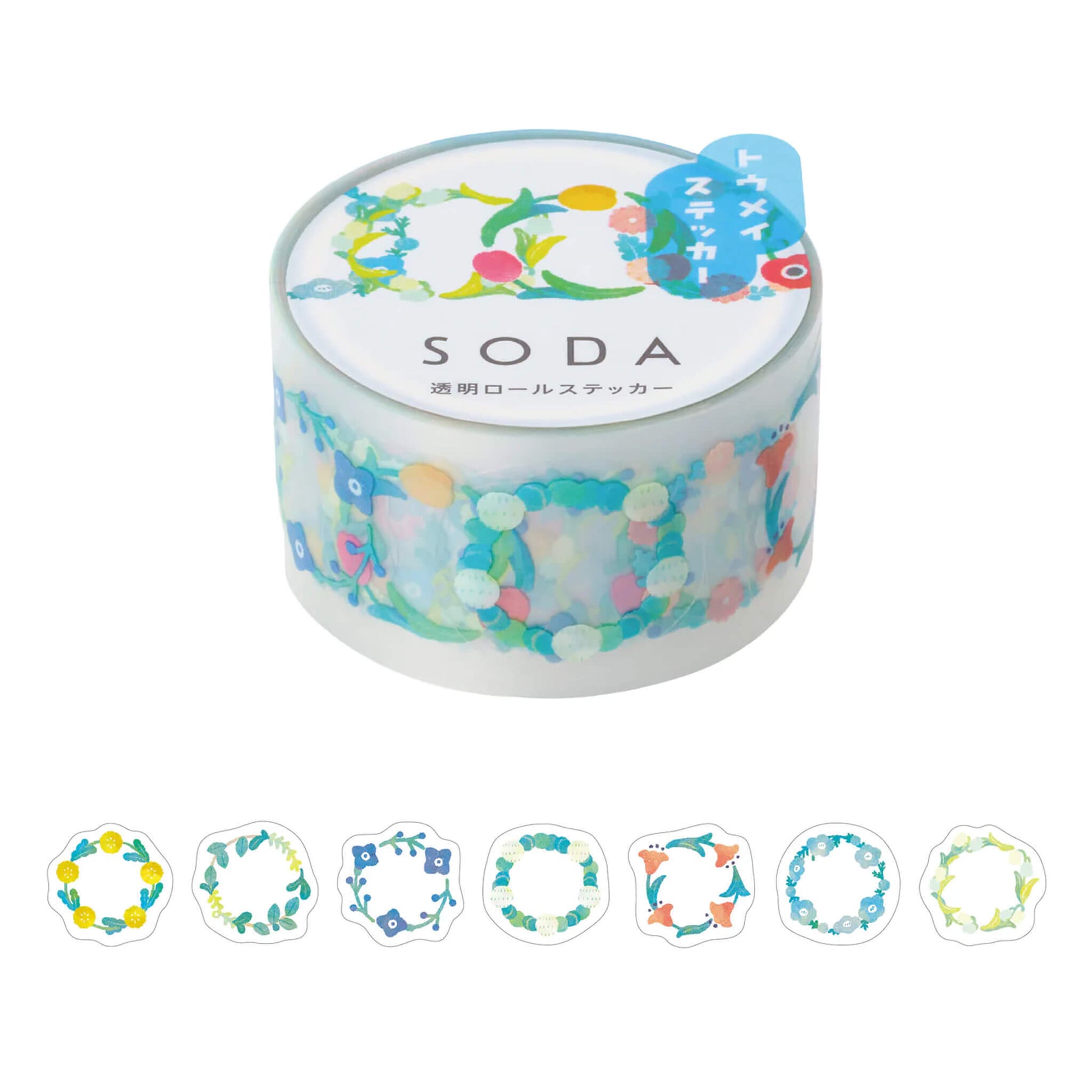 King Jim HITOTOKI SODA Roll Sticker - Flower Wreath [20mm] - Roll Stickers