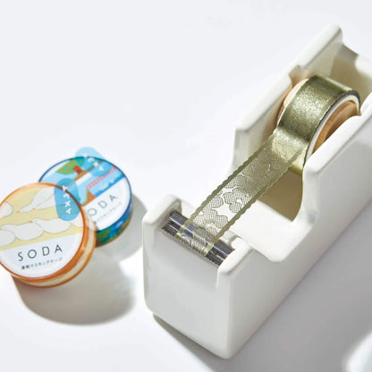 King Jim HITOTOKI SODA Transparent Tape White Gold Foil & Die Cut - Lace Ribbon [15mm] - PET Film Tapes