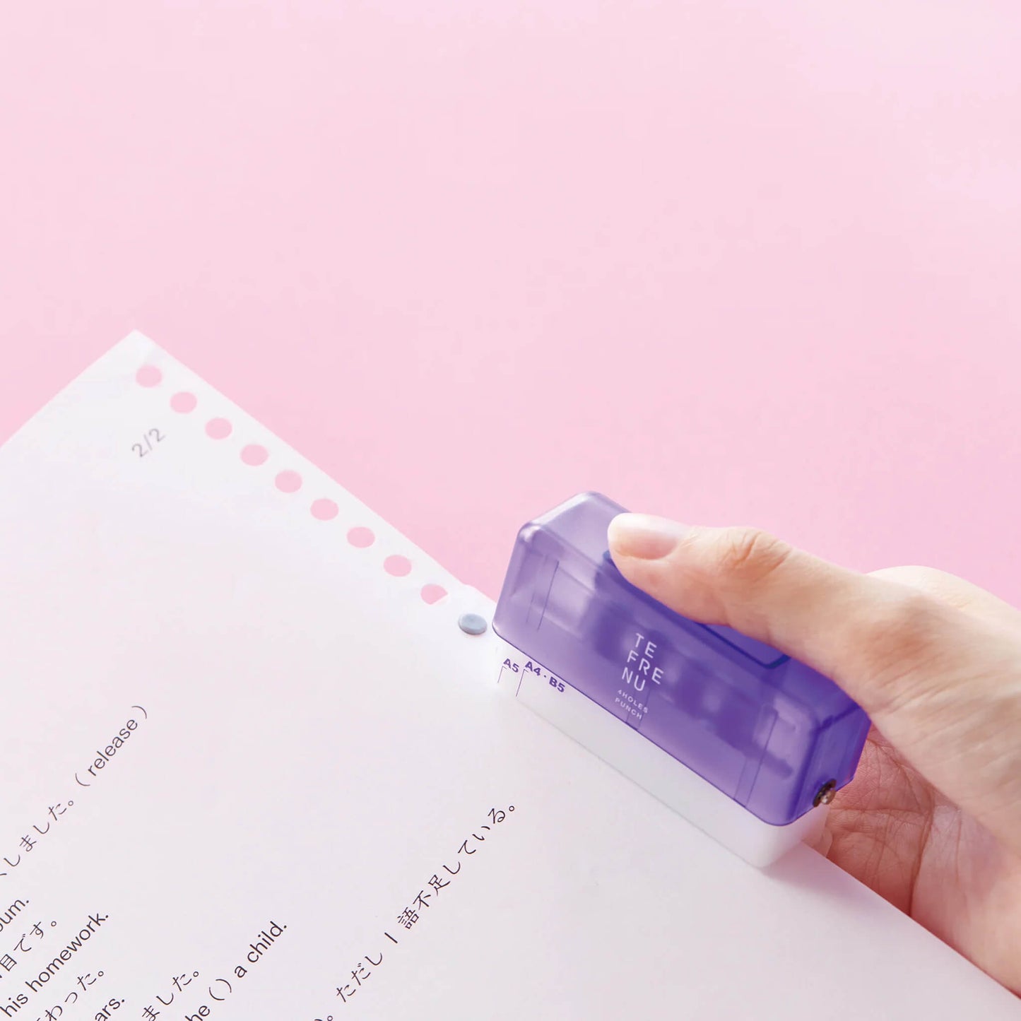King Jim TEFRENU 4 - Hole Mini Punch for Loose - Leaf Notebooks - Purple - Loose - Leaf Punches