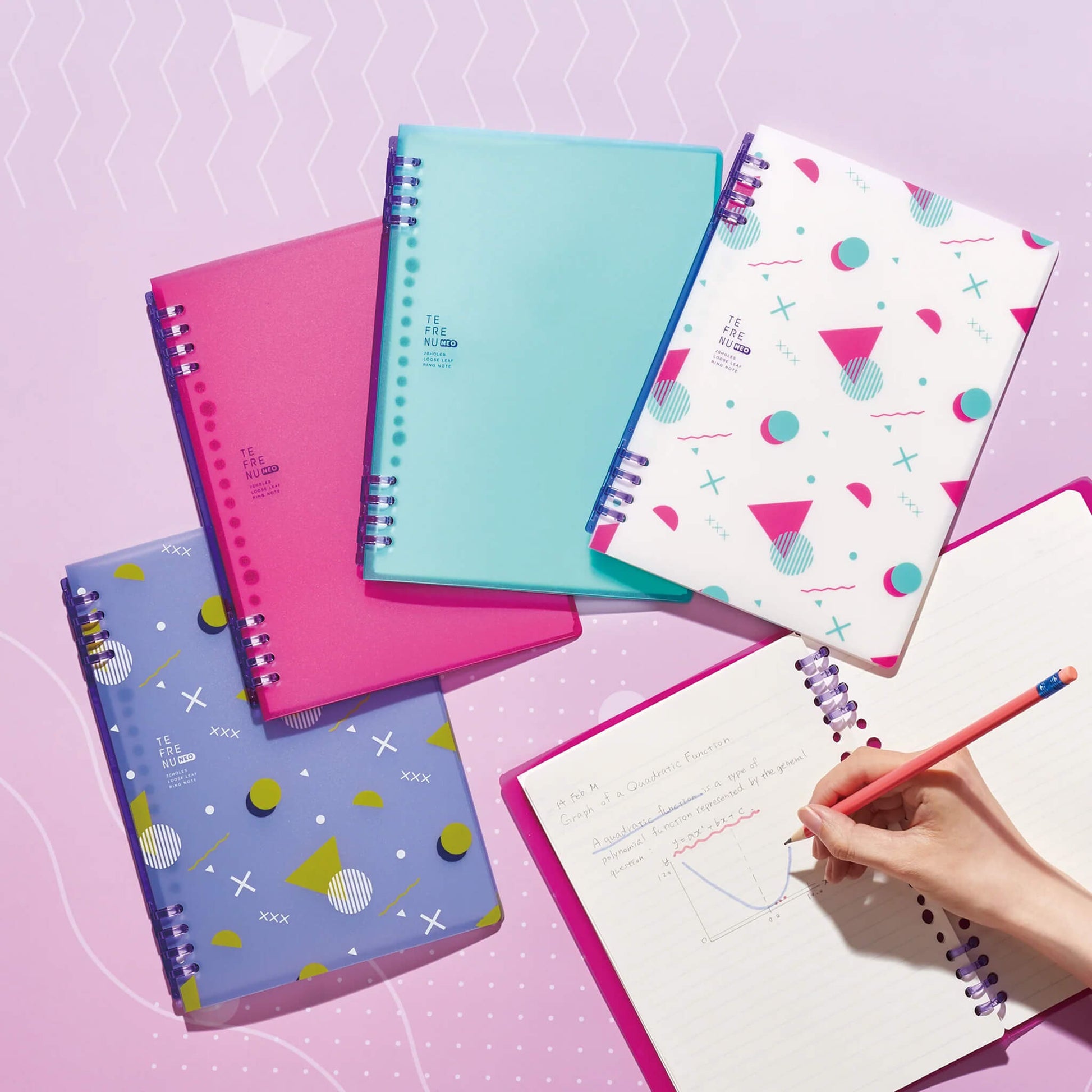 King Jim TEFRENU NEO Loose - Leaf Notebook A5 - Pink - Loose - Leaf Notebooks