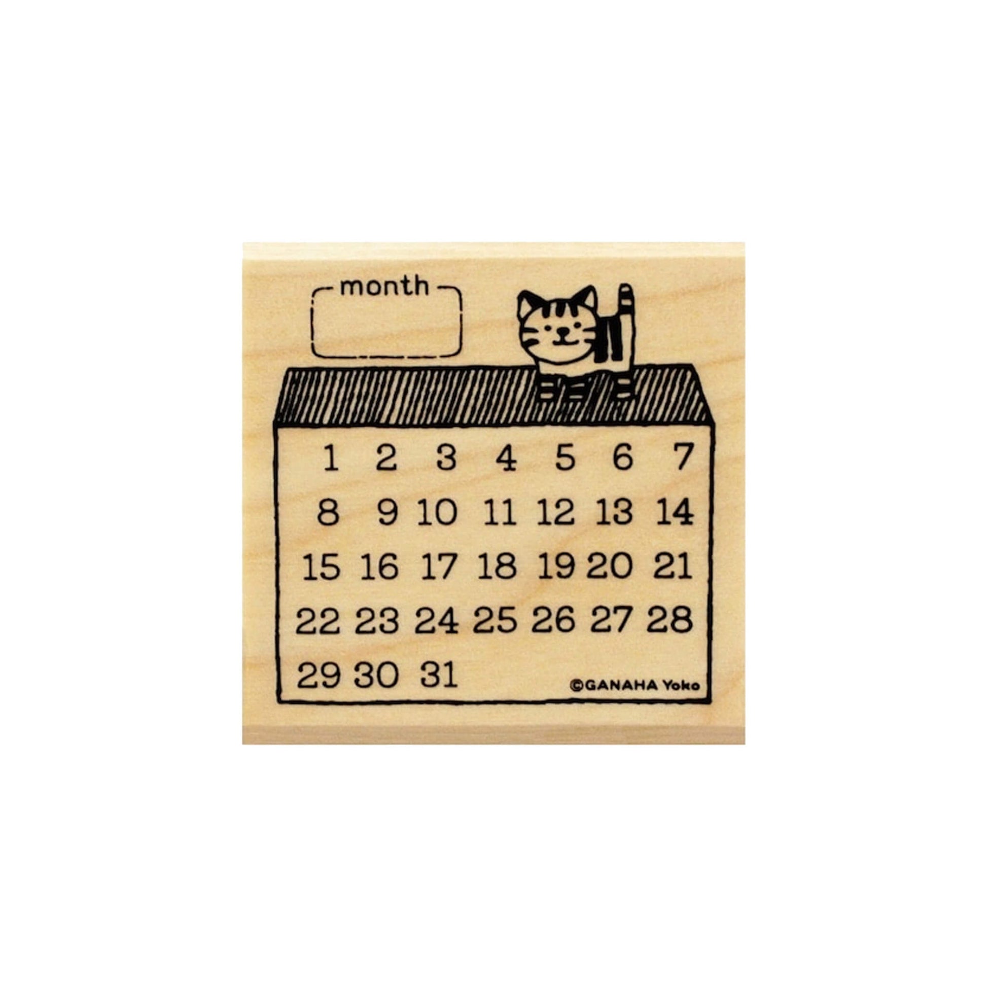 Kodomo no Kao Animal Stamp [Bullet Journal Edition] - Tabby Cat Calendar - Rubber Stamps