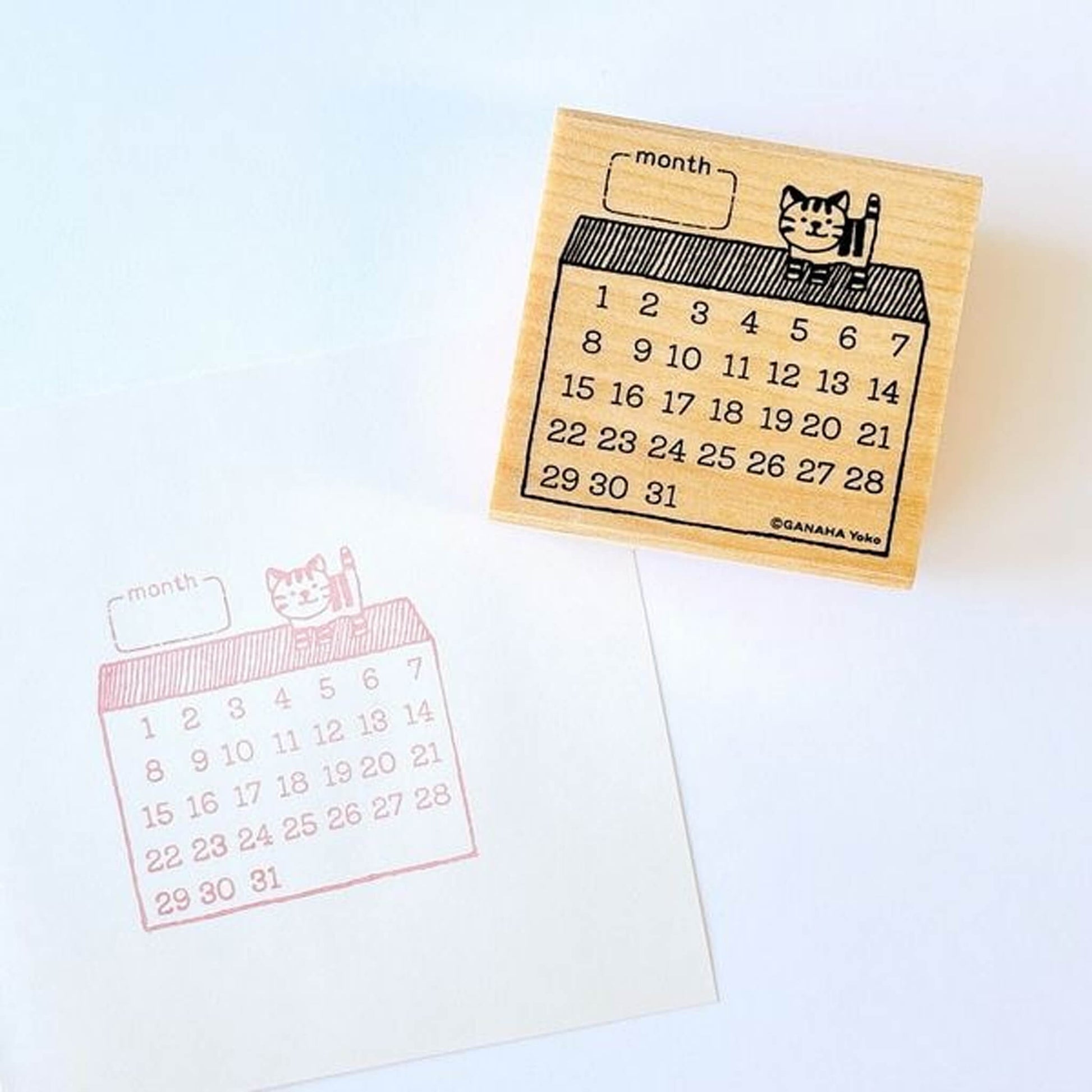 Kodomo no Kao Animal Stamp [Bullet Journal Edition] - Tabby Cat Calendar - Rubber Stamps