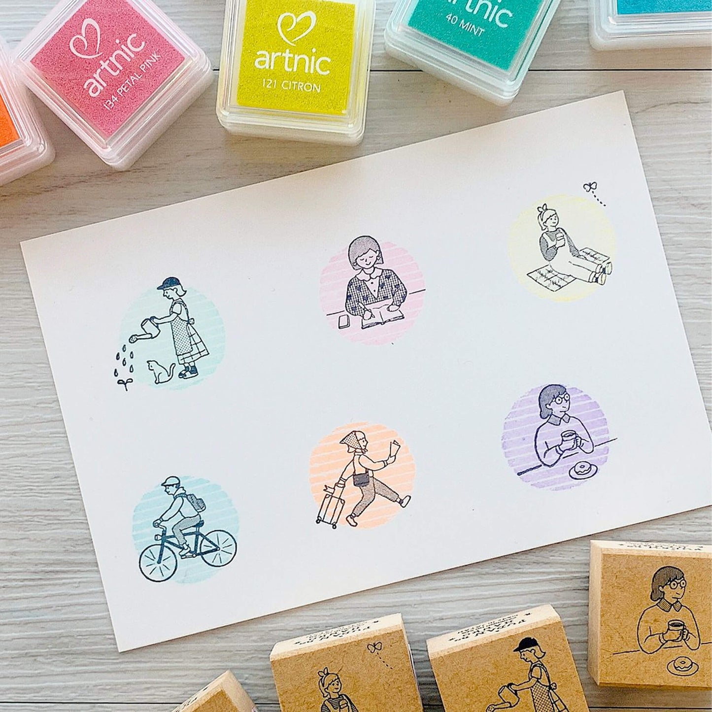 Kodomo no Kao Everyday Stamp - Cycling - Rubber Stamps