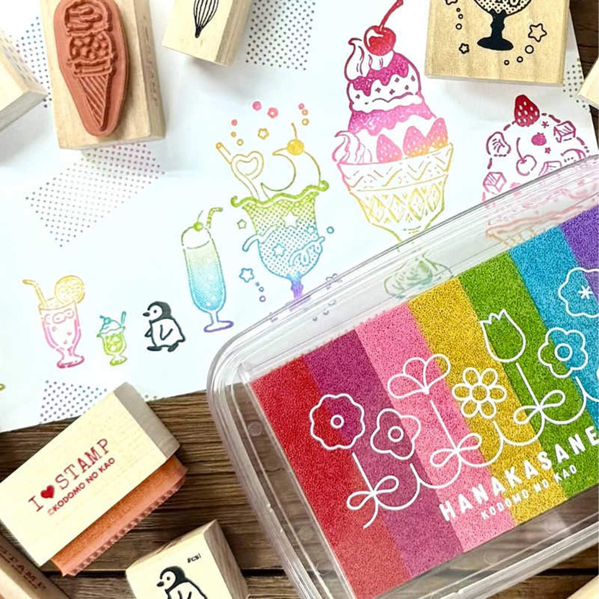 Kodomo no Kao Gradient Ink Pad - Hanakasane - Stamp Ink Pads