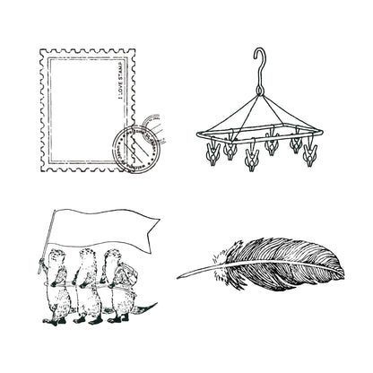 Kodomo no Kao I Love Stamp Series 4 - Clothes Drying Hanger - Rubber Stamps