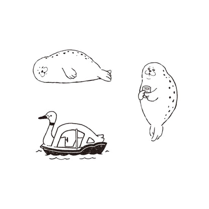 Kodomo no Kao I Love Stamp Series 6 - Sunbathing Seal - Rubber Stamps