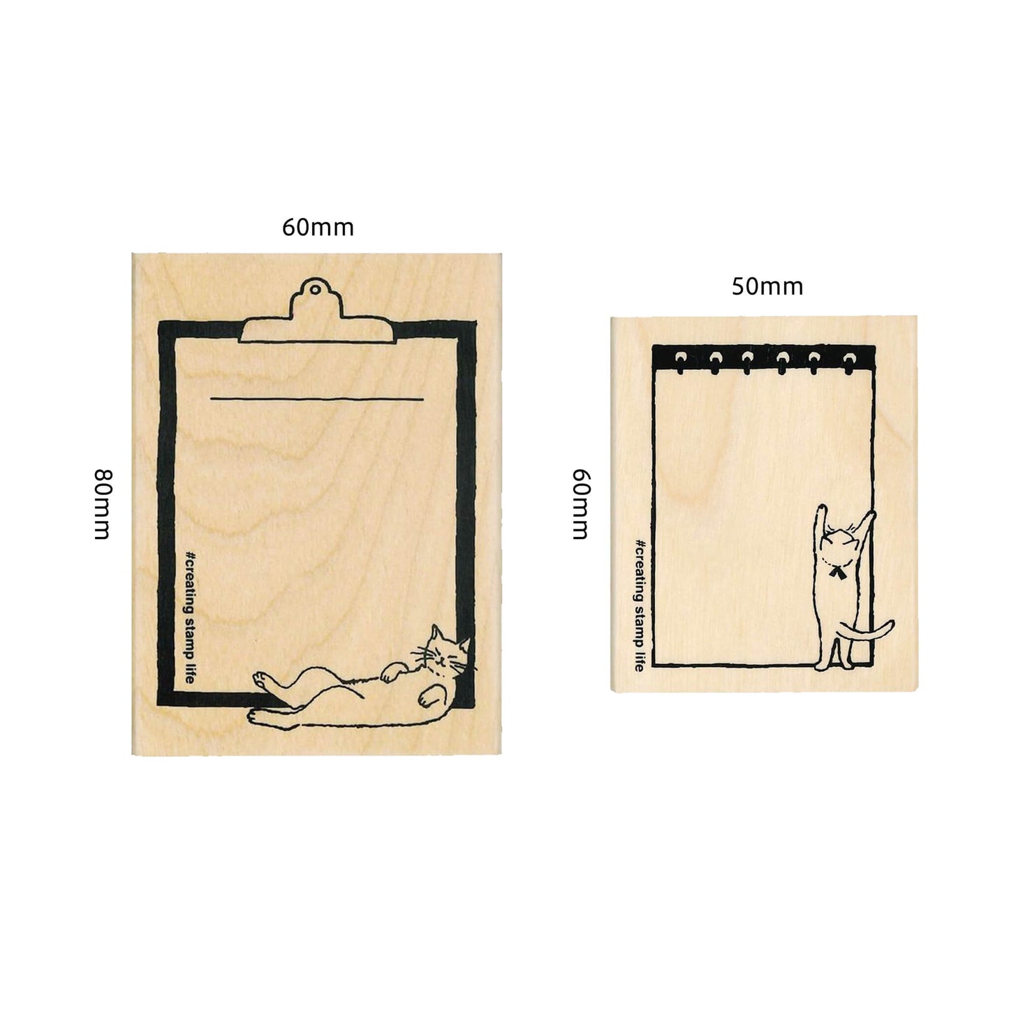 Kodomo no Kao I Love Stamp Series Cat & Memo - Clipboard Cat - Rubber Stamps