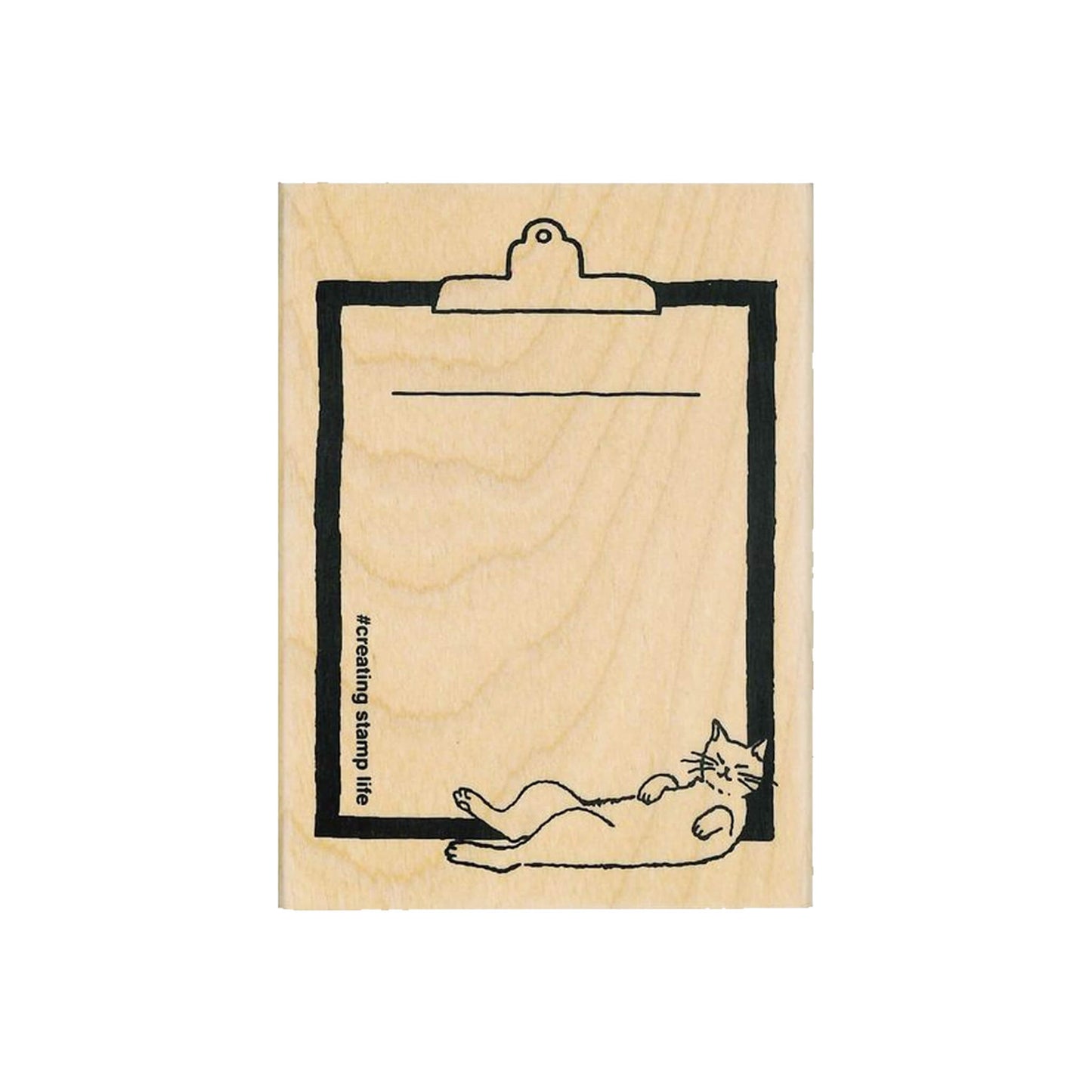 Kodomo no Kao I Love Stamp Series Cat & Memo - Clipboard Cat - Rubber Stamps