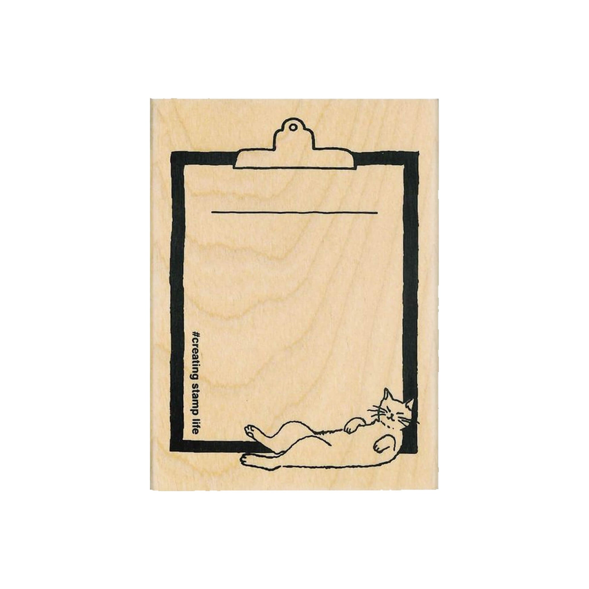 Kodomo no Kao I Love Stamp Series Cat & Memo - Clipboard Cat - Rubber Stamps