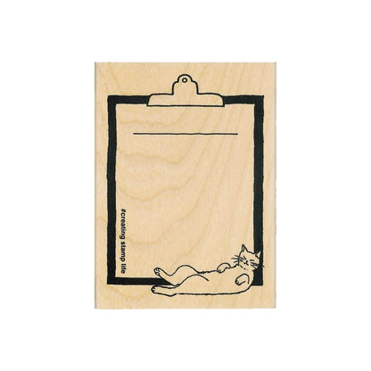 Kodomo no Kao I Love Stamp Series Cat & Memo - Clipboard Cat - Rubber Stamps