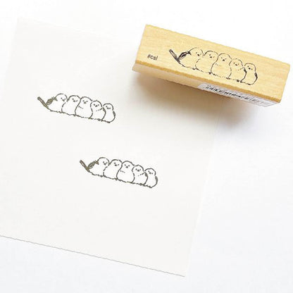 Kodomo no Kao I Love Stamp Series - Huddled Shimaenaga - Rubber Stamps