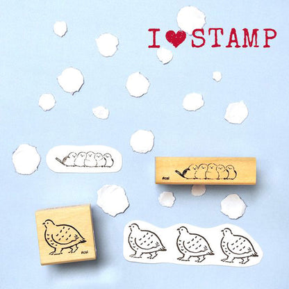 Kodomo no Kao I Love Stamp Series - Huddled Shimaenaga - Rubber Stamps