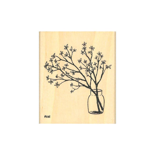 Kodomo no Kao I Love Stamp Series - Leafy Branches in a Vase - Rubber Stamps